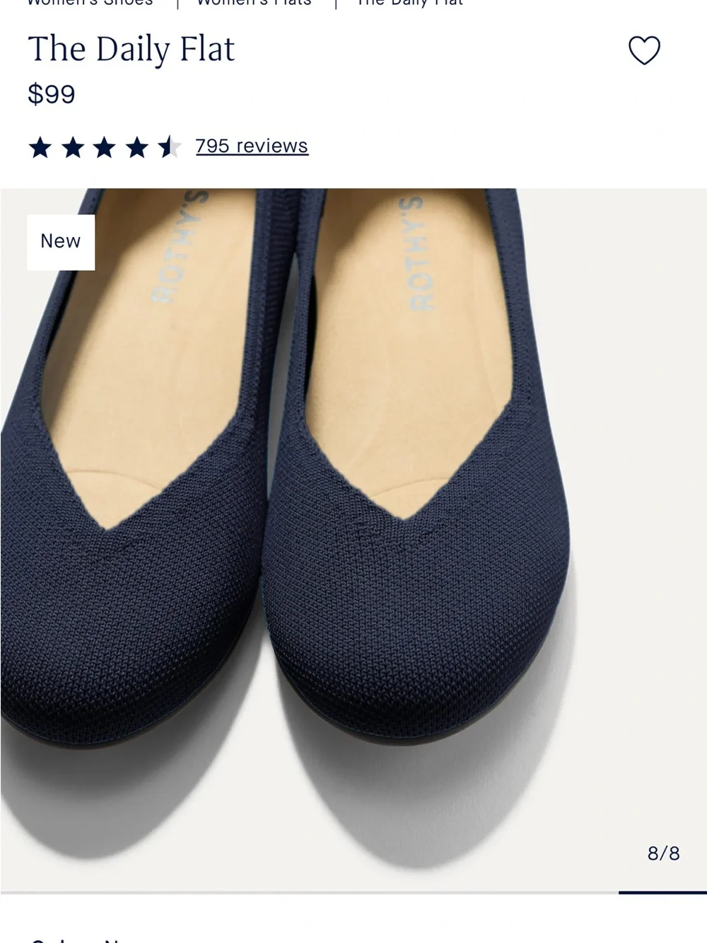 Rothy's Navy Knit Slip-On Ballet Flat